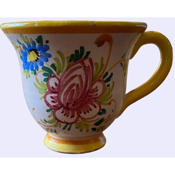 Flat Cup & Saucer Set with hand painted Flowers - Picture 5 of 12